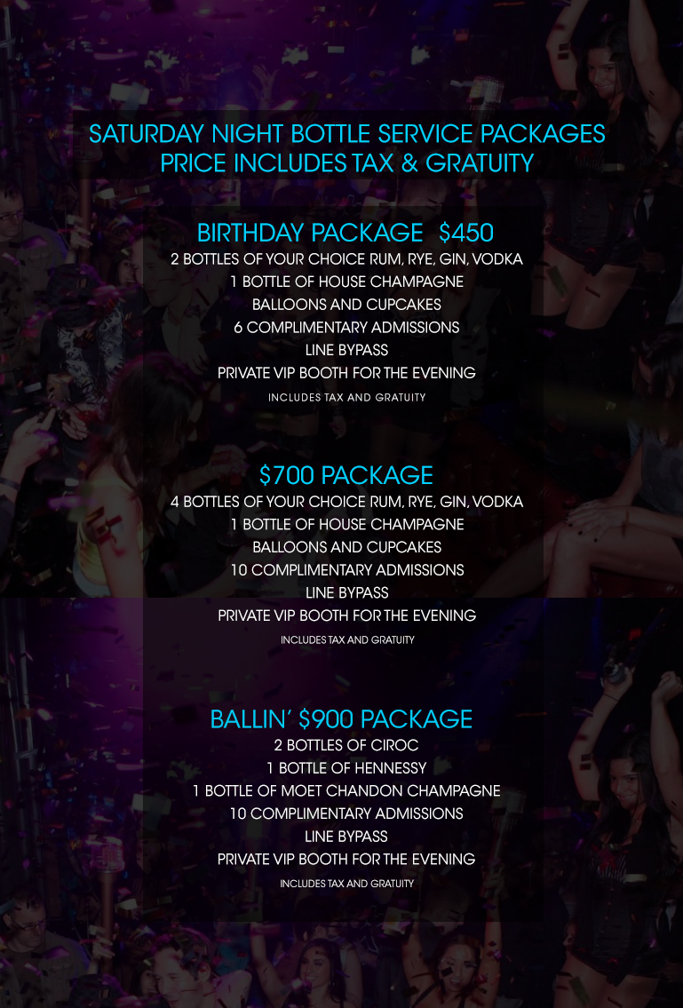 Club Se7en Bottle Service Menu Club Se7en Bottle Service Menu